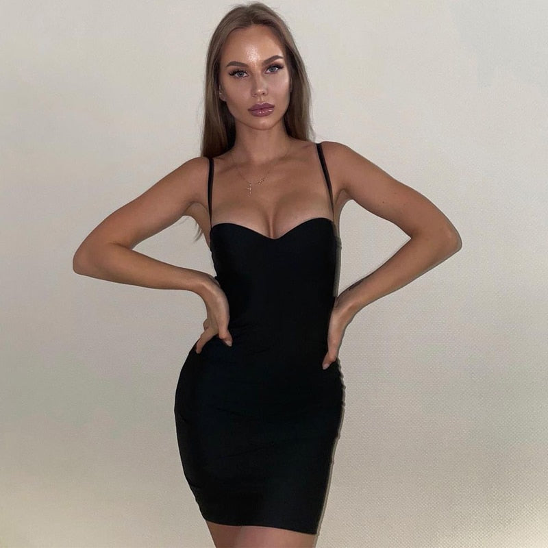 Solid Strap Mini Dress